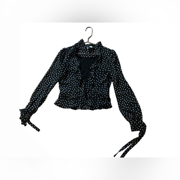 H&M polka dot longsleeve blouse - Picture 1 of 2